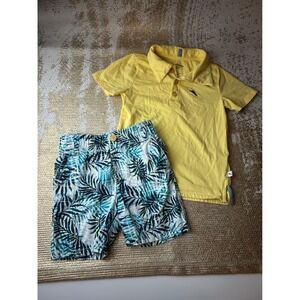 TOMMY BAHAMA Boys Yellow & Green Tropical Preppy Summer Vacation Outfit 2T